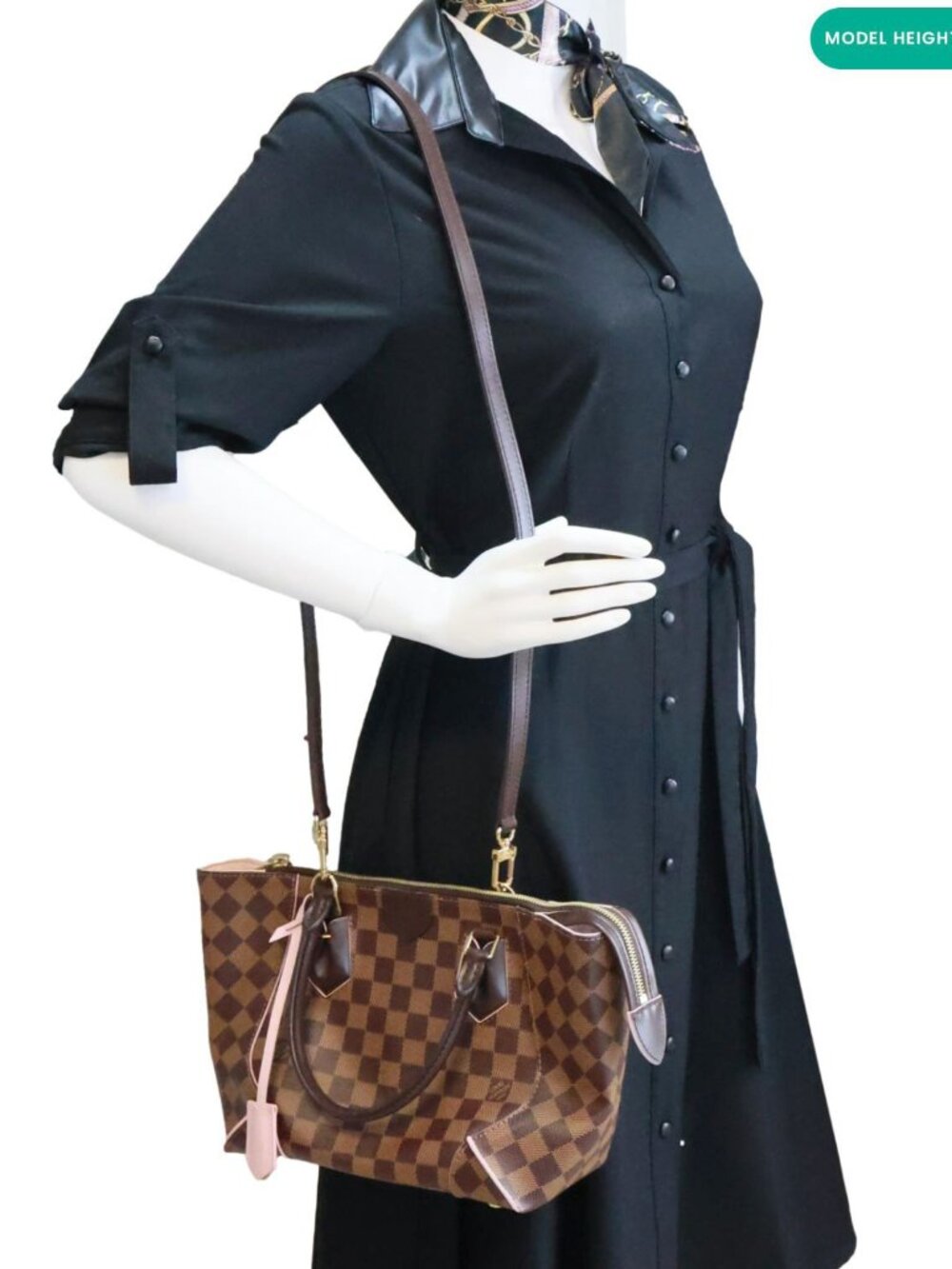 Louis Vuitton  Caissa PM Damier Ebene Tote Bag Rose Ballerine - Picture 2 of 11